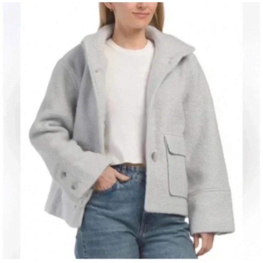 🪞 NWT stand collar textured jacket coat with side patch pockets by sam edelman